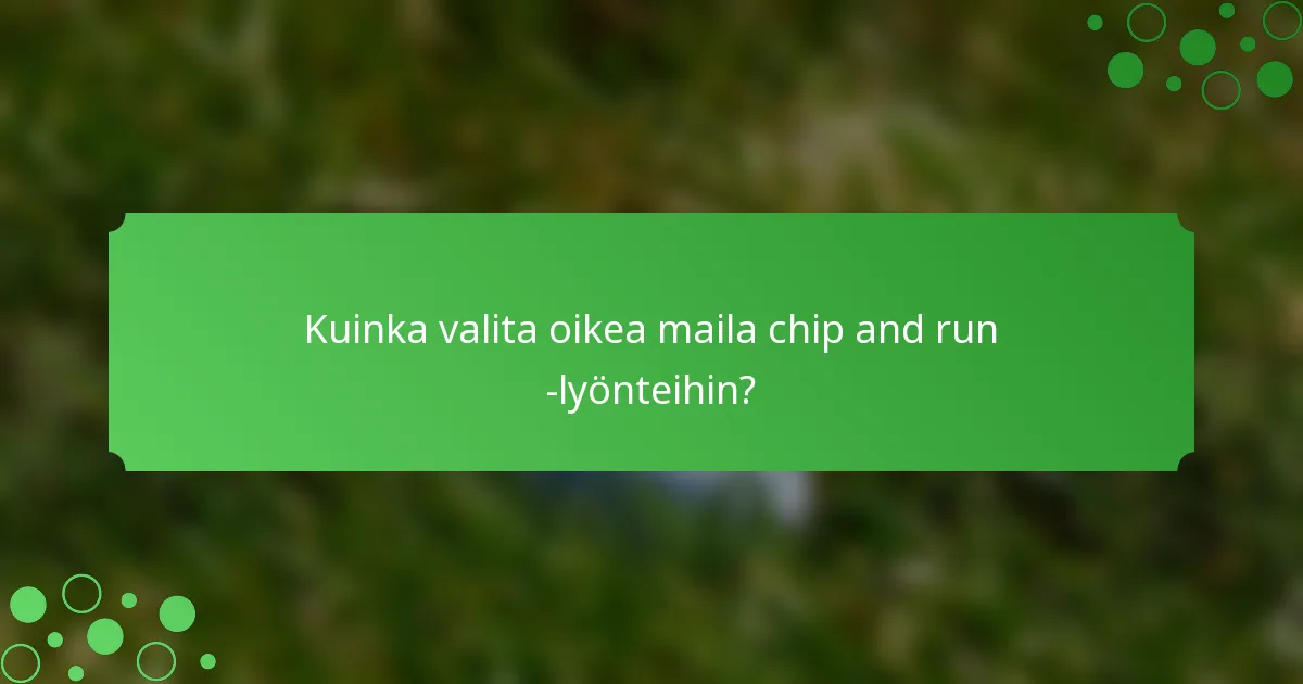 Kuinka valita oikea maila chip and run -lyönteihin?
